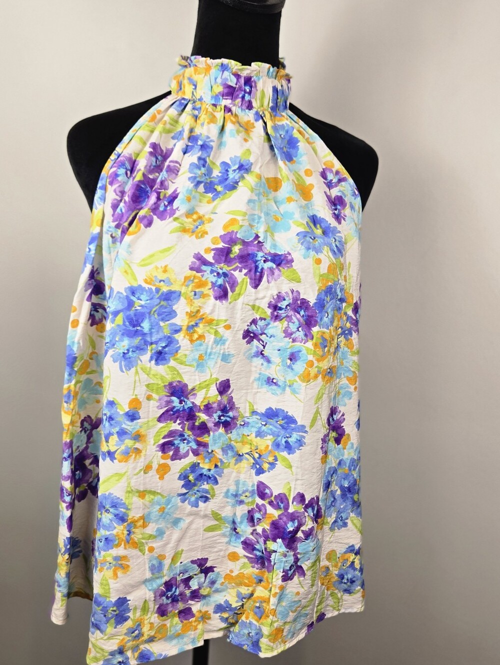 Floral Halter Neck Top in Purple, Blue & Orange